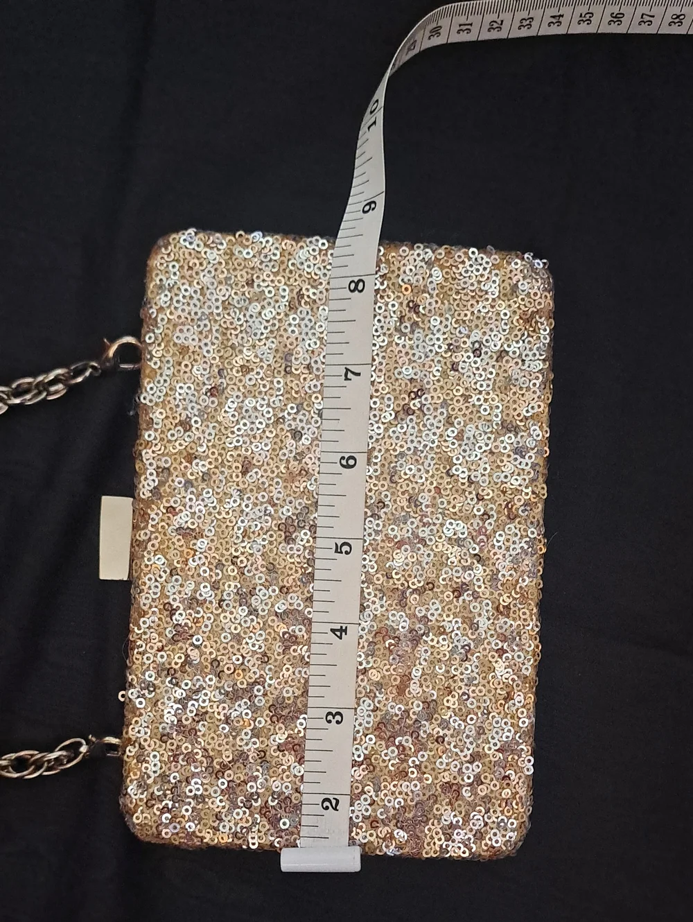 White House Black Market Sequin Chain Evening Clutch - Rose Gold